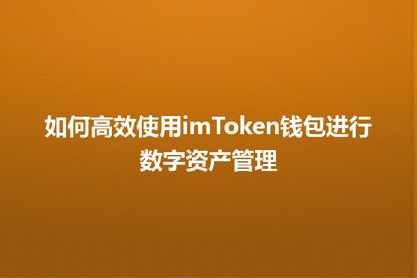 如何高效使用imToken钱包进行数字资产管理💰📱