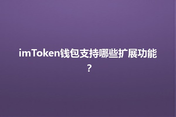 💰 imToken钱包支持哪些扩展功能？